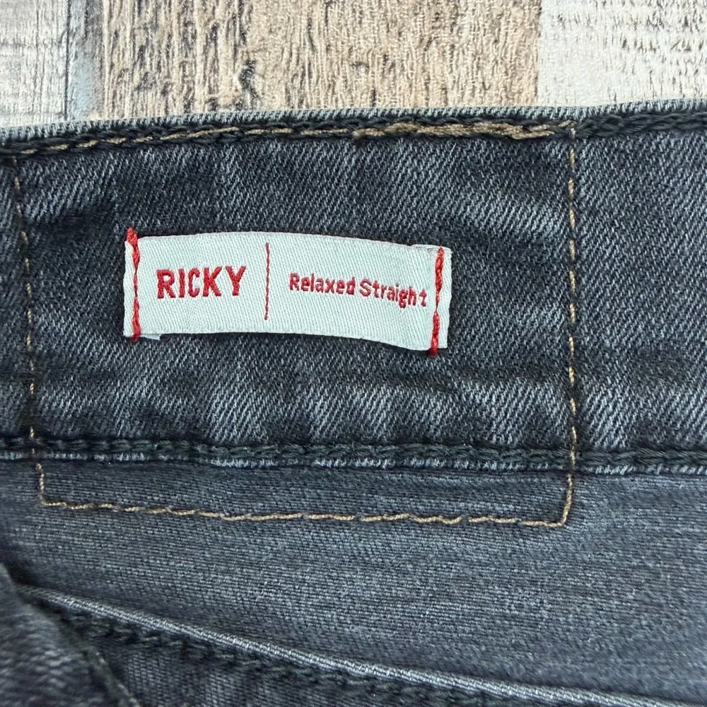 True Religion Ricky Jeans Mens 36 Faded Black Relaxed Straight Flap Pocket Y2K